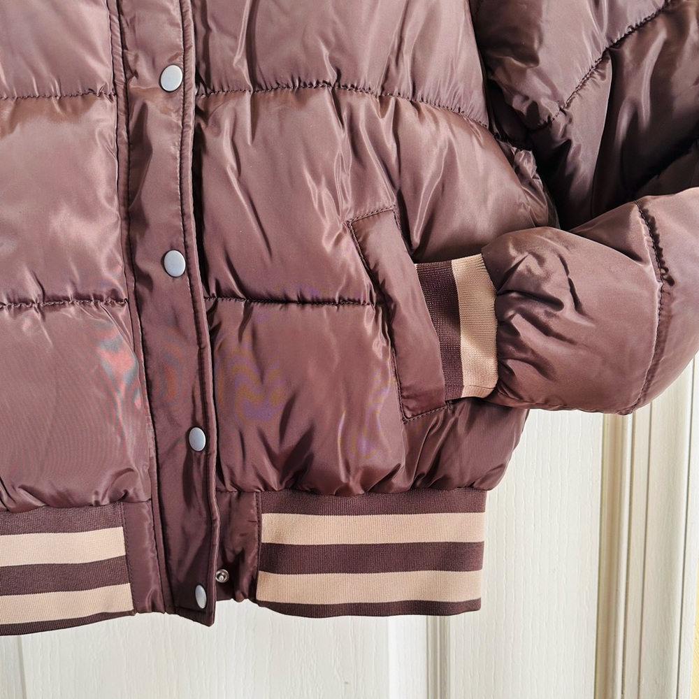 SOLD. Fashion Nova Mrs Jackson Chocolate Puffer Jacket - Picture 2 of 12